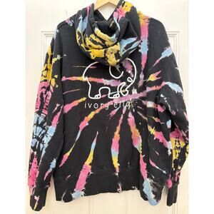 Ivory Ella Tie Dye Large Hoodie  Elephant Logo All Cotton Women’s Pullover EUC